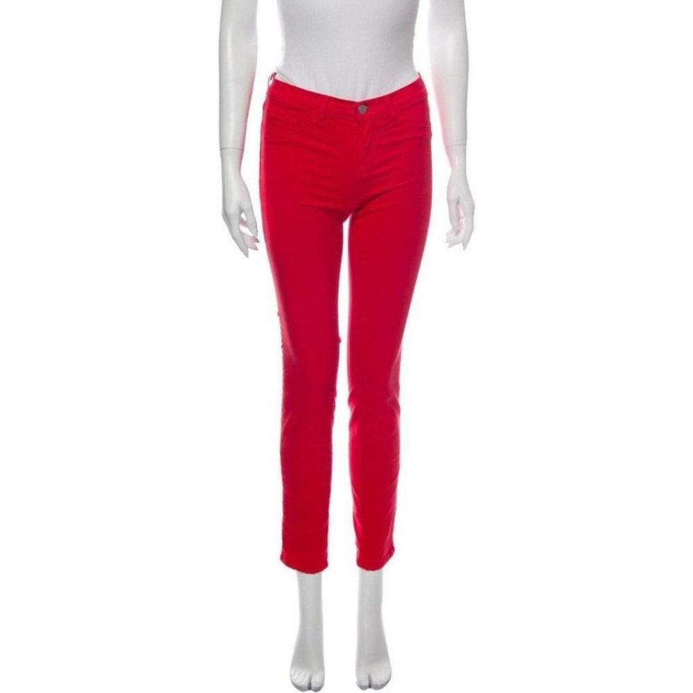 J Brand Red Midrise Skinny Leg Jeans 27